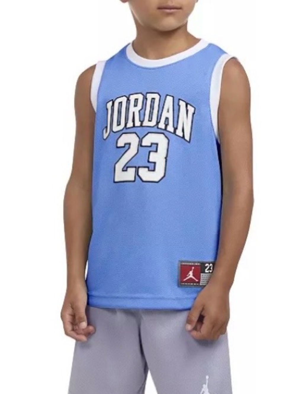 Jordan Light Blue & White 'Jordan 23' Mesh Basketball Jersey